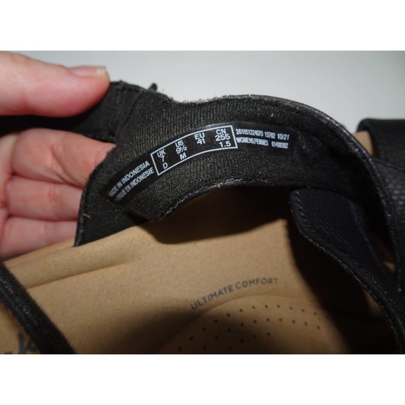 Clarks Jilian Spring Wedge Sandal, Black Leather, 9.5 - Picture 13 of 14